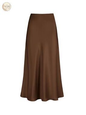 Satin High Waisted Maxi Skirt A Line Silk Long Skirt